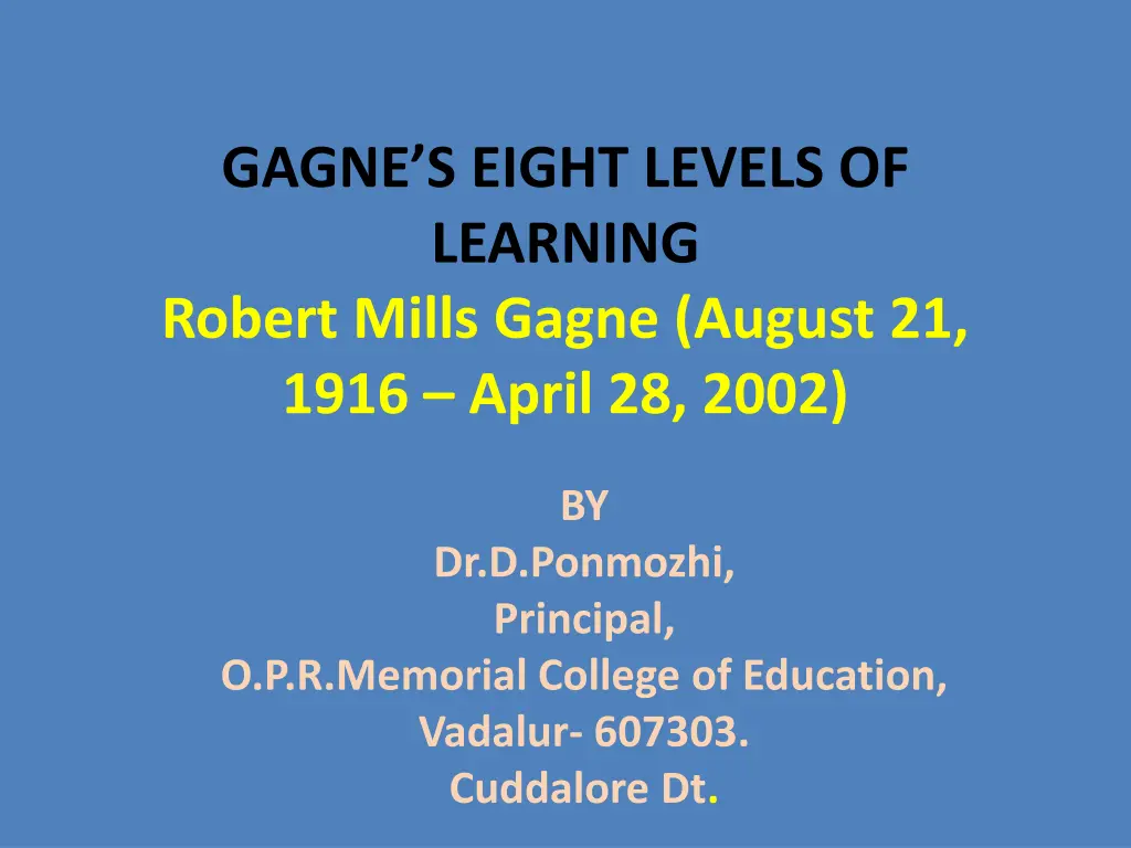 gagne s eight levels of learning robert mills
