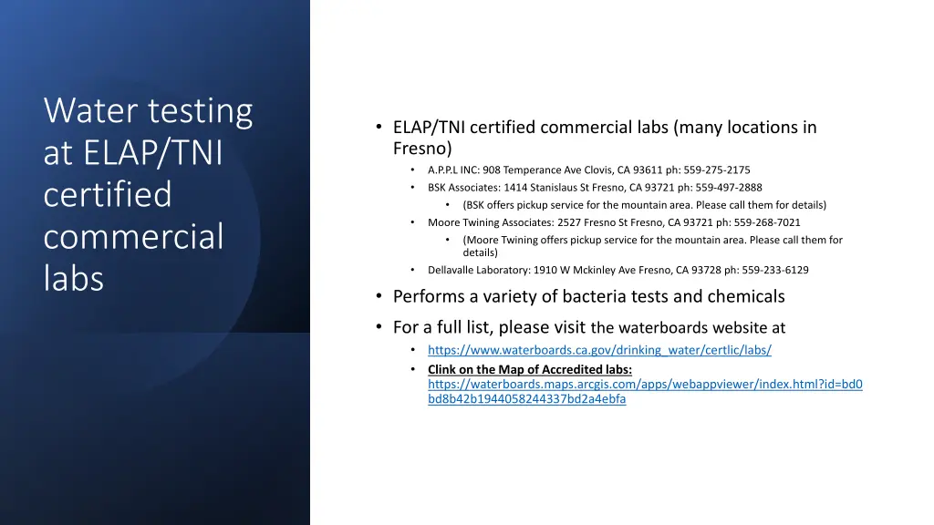 water testing at elap tni certified commercial