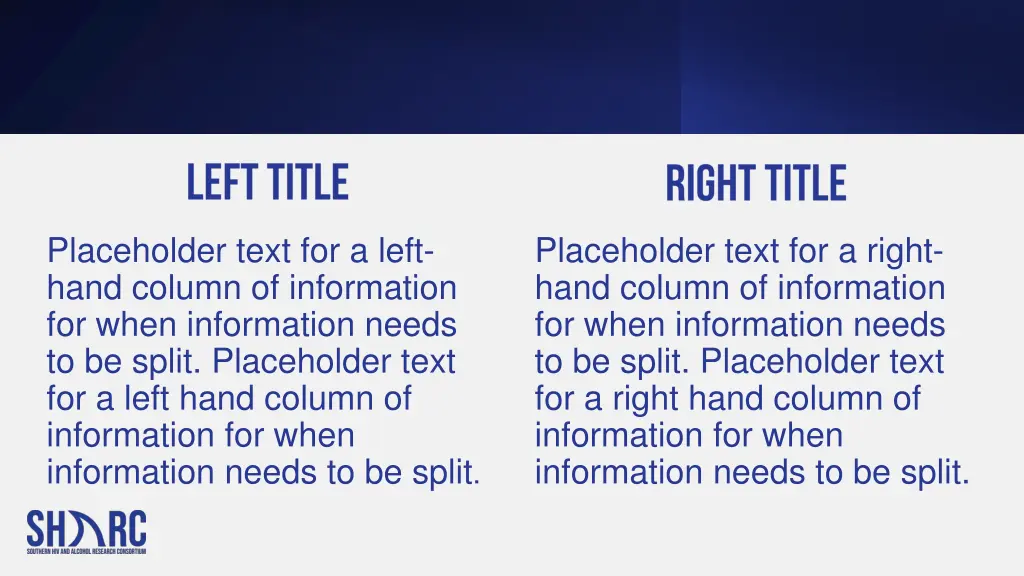 placeholder text for a left hand column