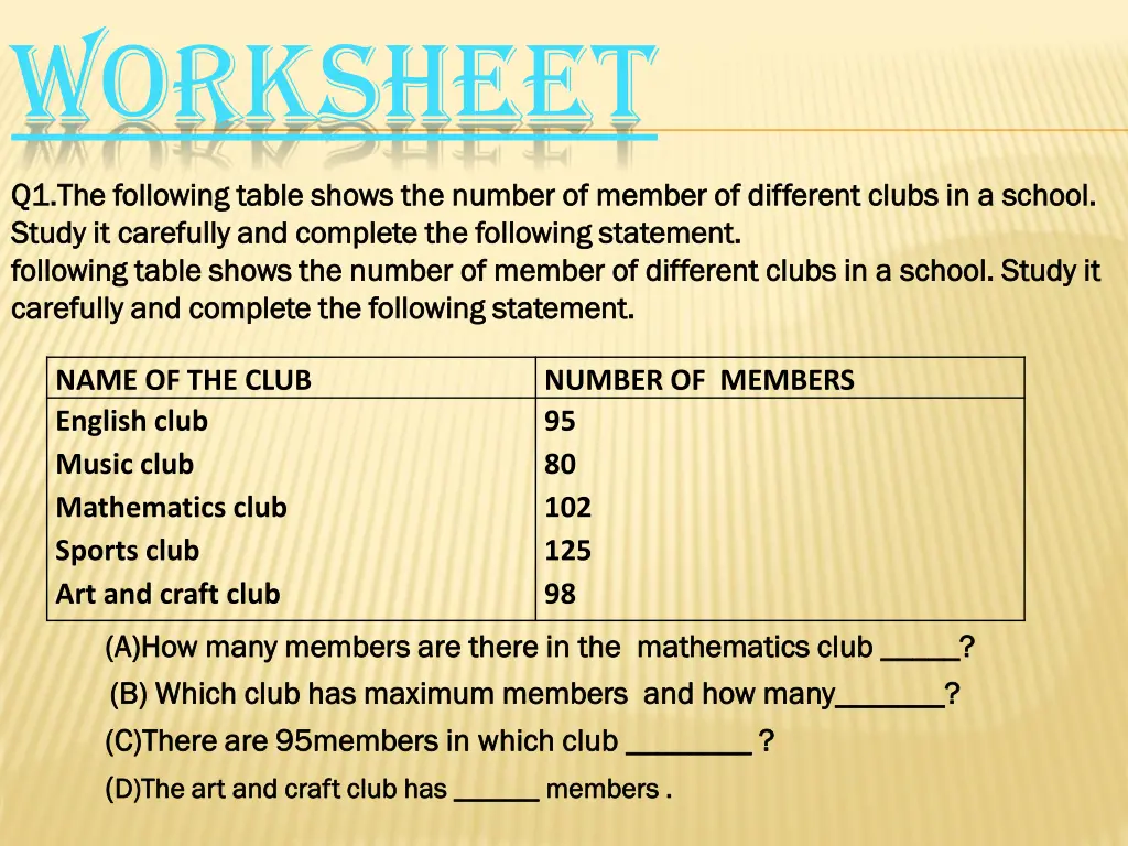 worksheet