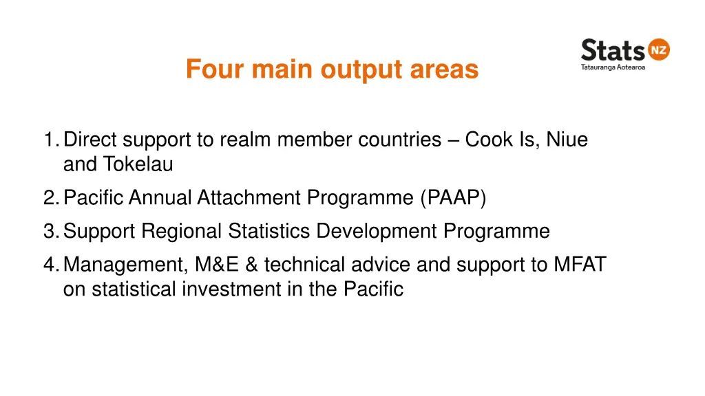 four main output areas