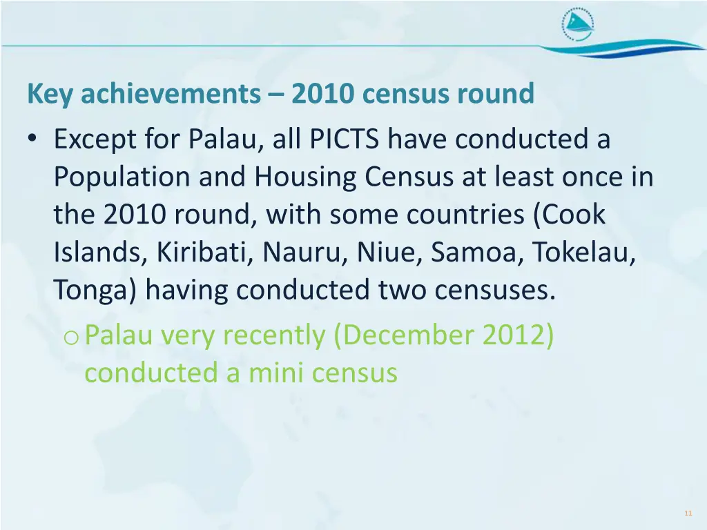 key achievements 2010 census round except