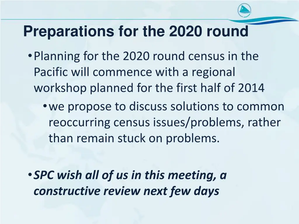 preparations for the 2020 round