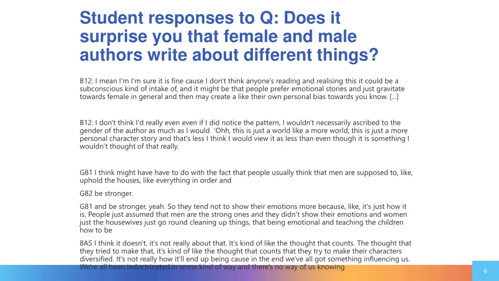 student responses to q does it surprise you that