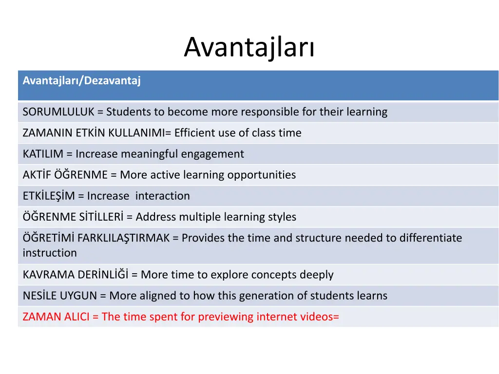 avantajlar