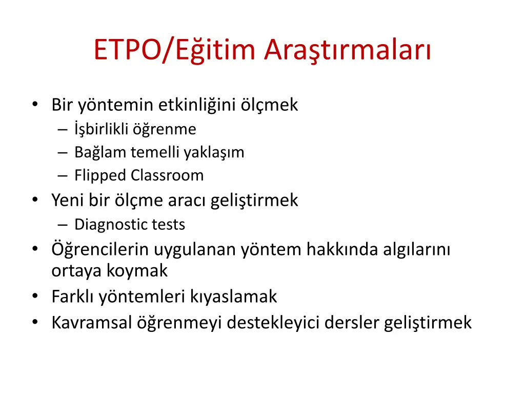 etpo e itim ara t rmalar