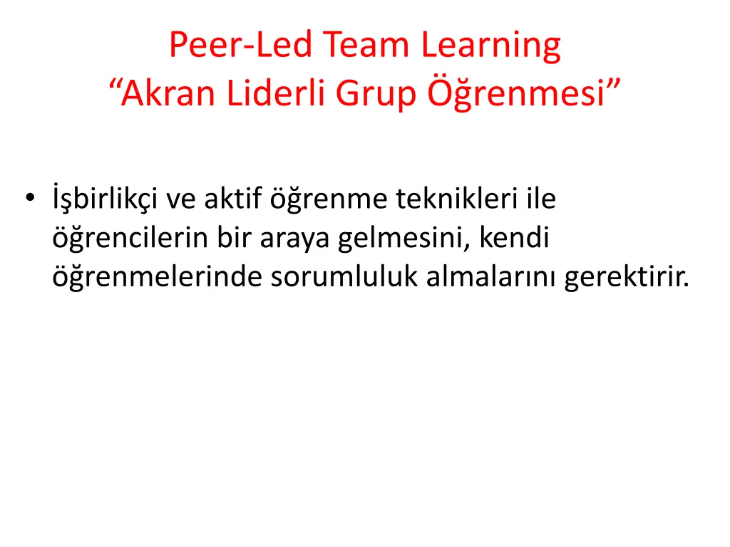 peer led team learning akran liderli grup renmesi