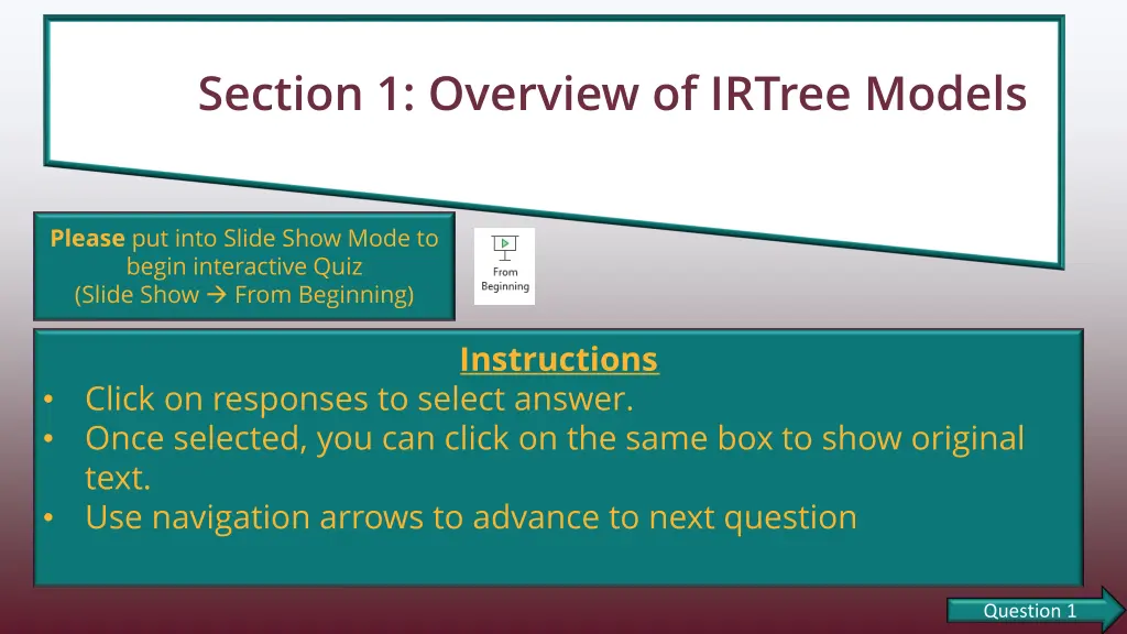section 1 overview of irtree models