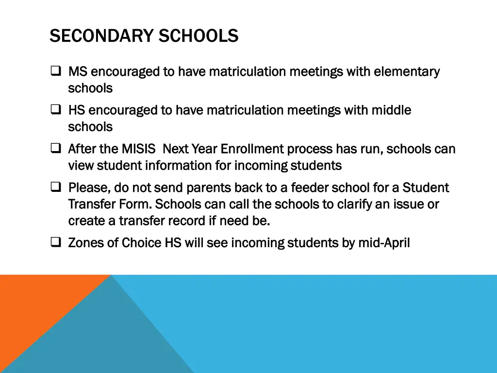 secondary schools