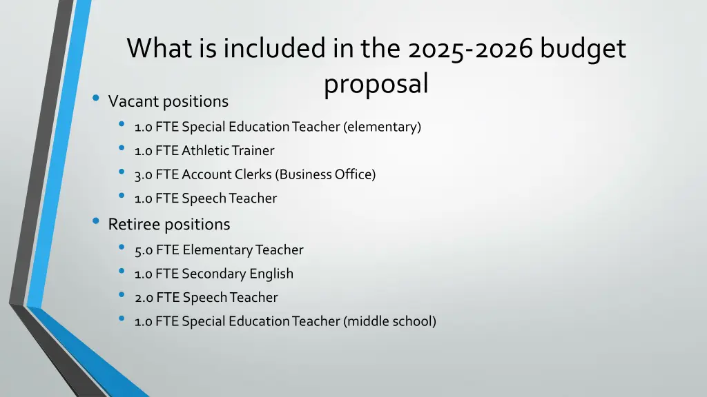what is included in the 2025 2026 budget proposal