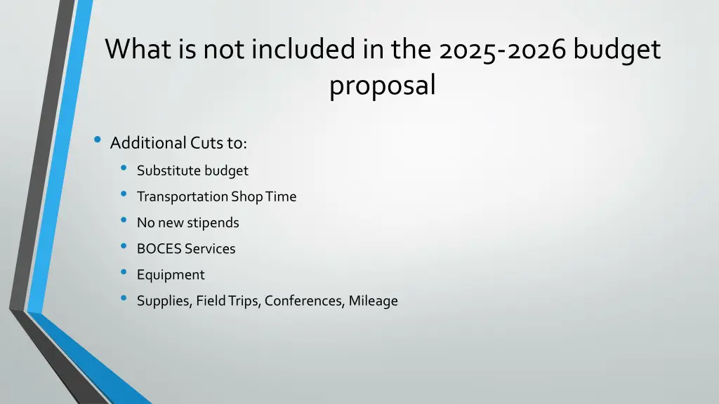 what is not included in the 2025 2026 budget 1