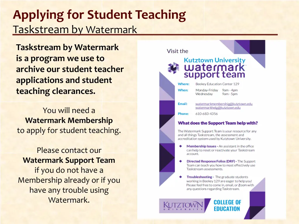 applying for student teaching taskstream