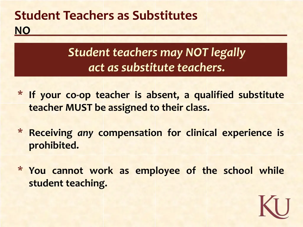 student teachers as substitutes no