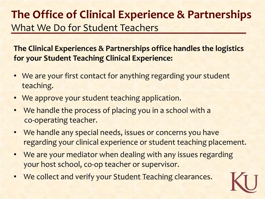 the office of clinical experience partnerships