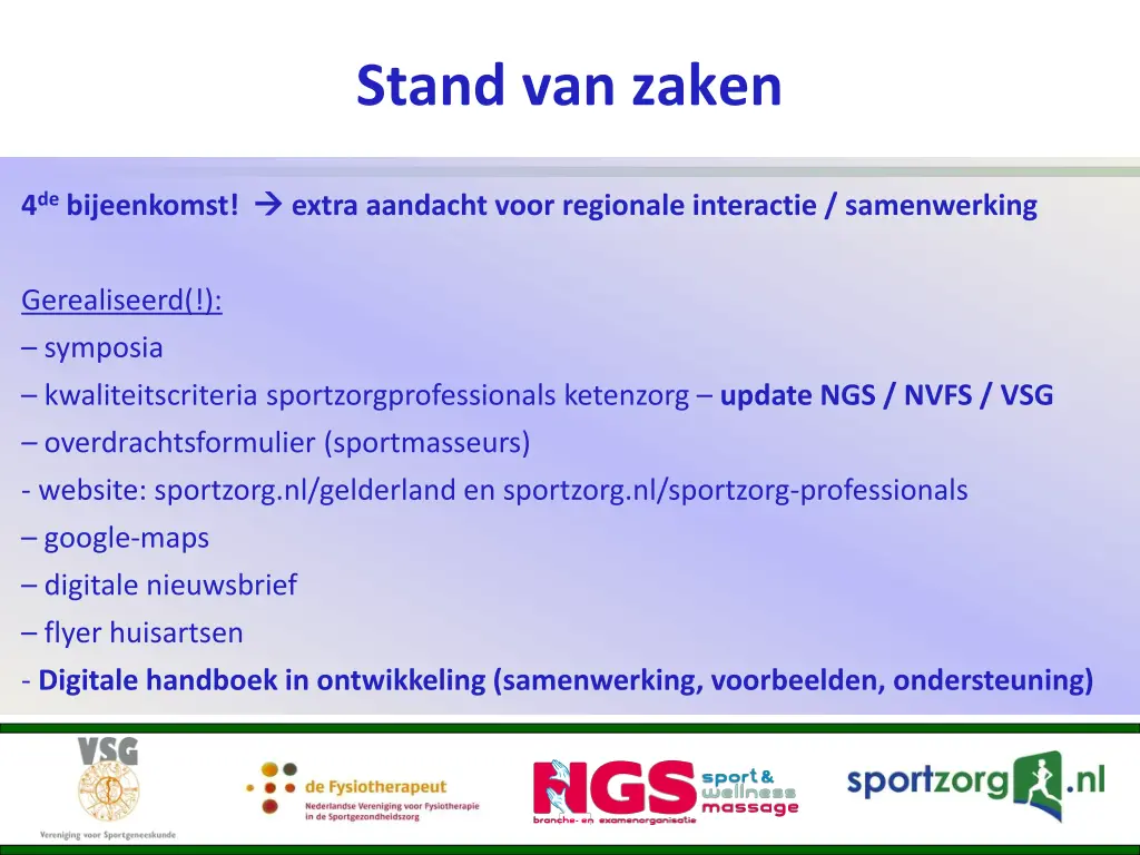 stand van zaken