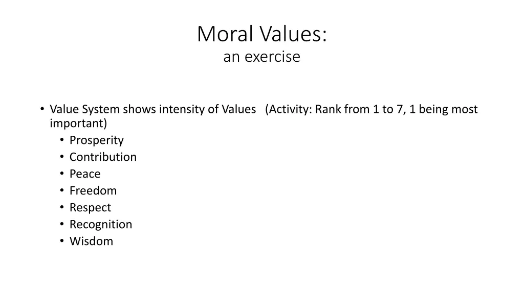 moral values an exercise
