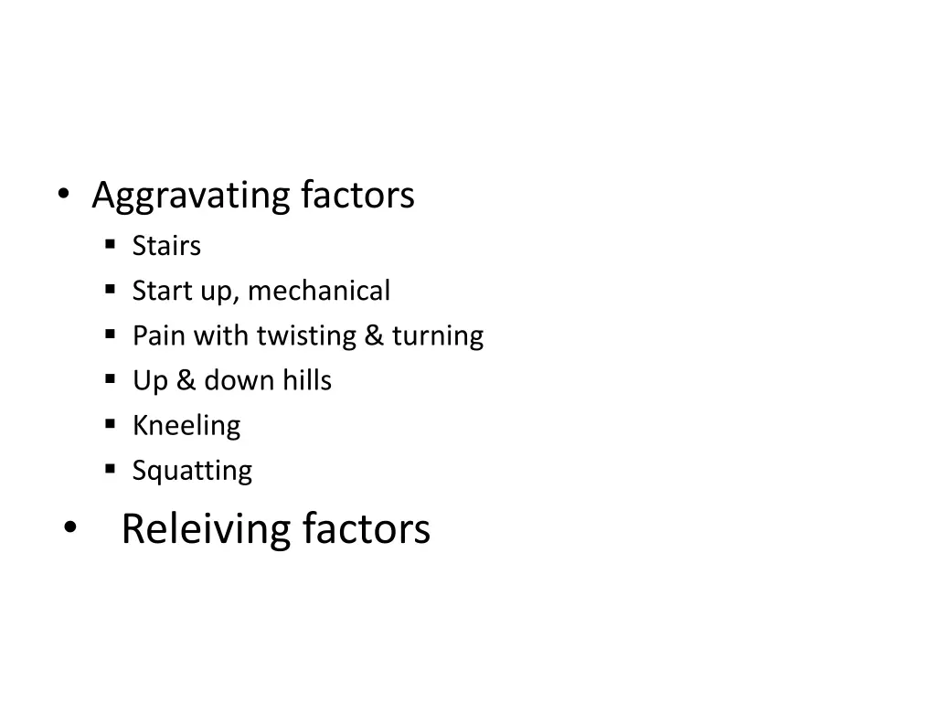 aggravating factors stairs start up mechanical