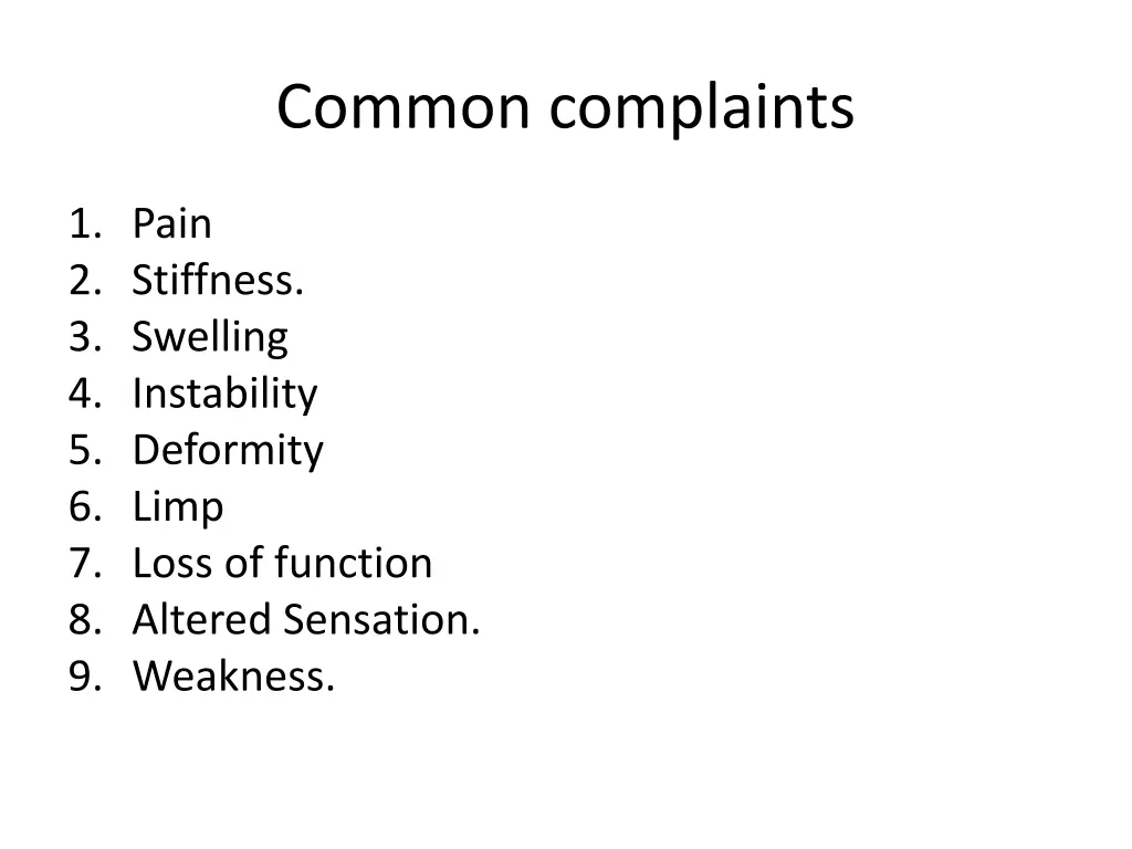 common complaints