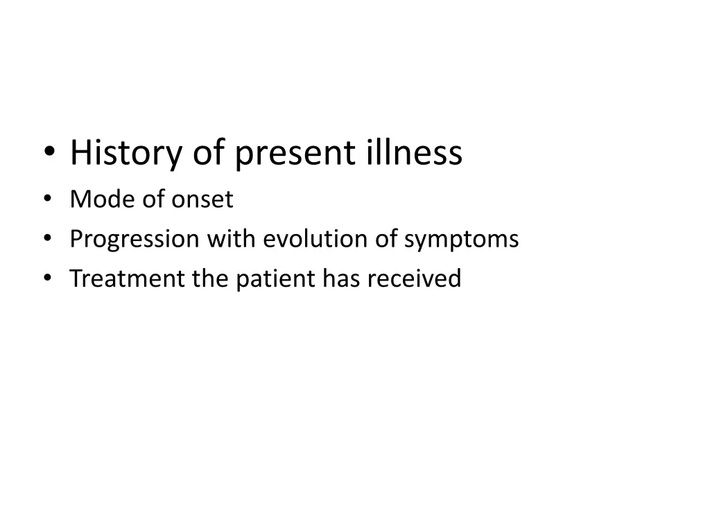 history of present illness mode of onset