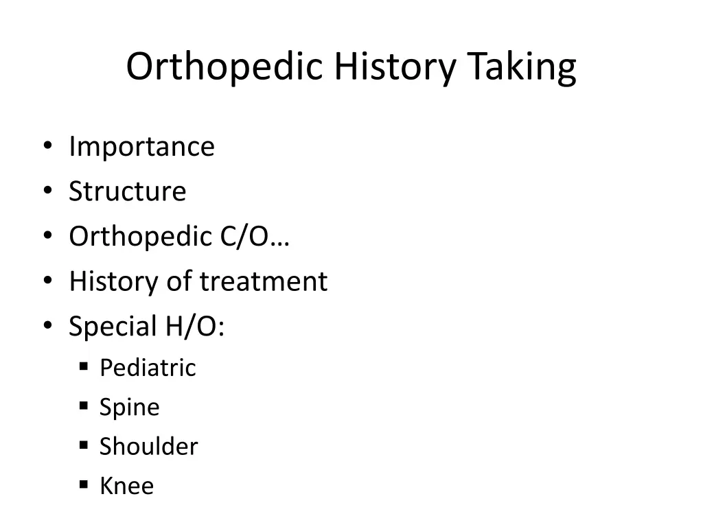 orthopedic history taking 1
