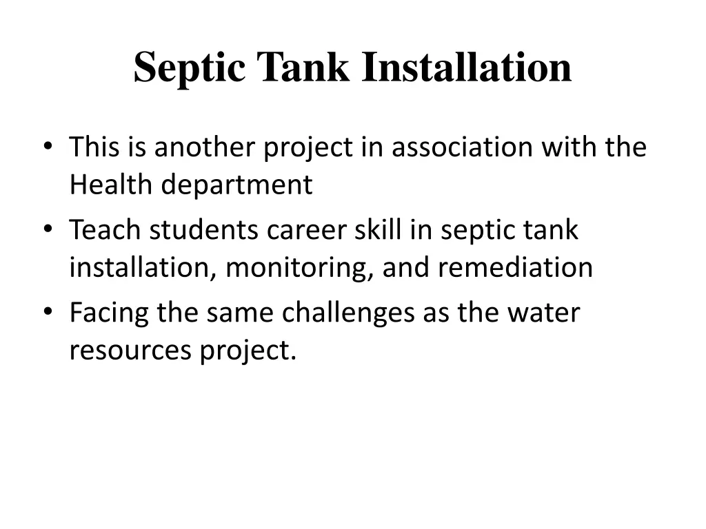 septic tank installation