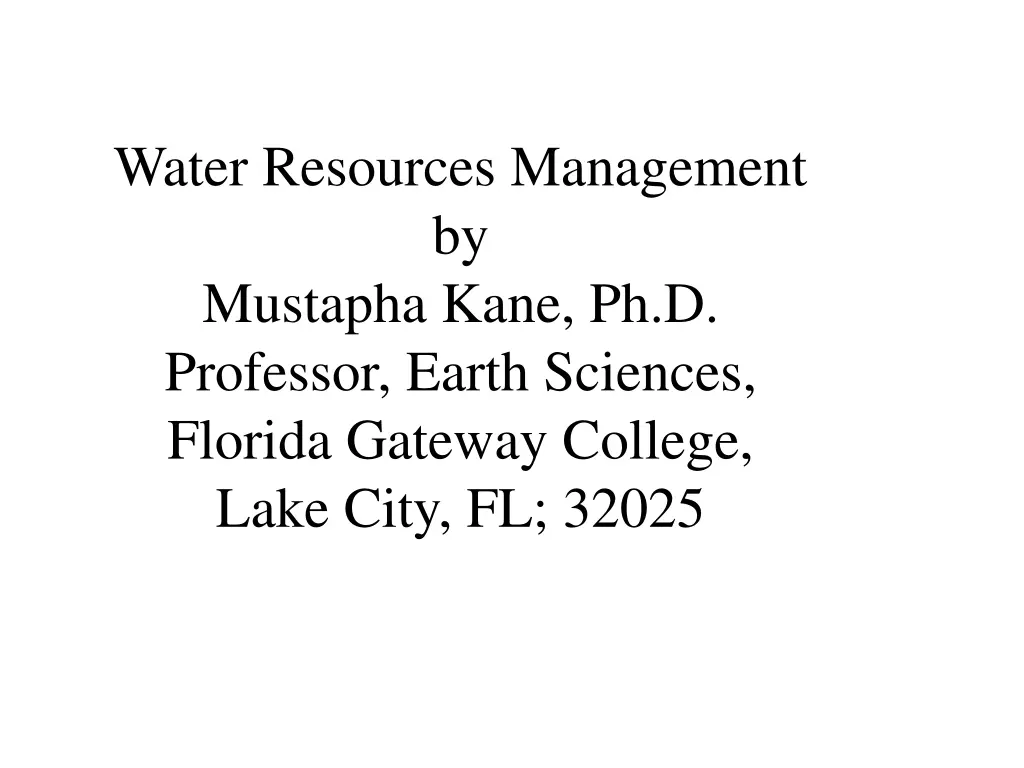 water resources management by mustapha kane