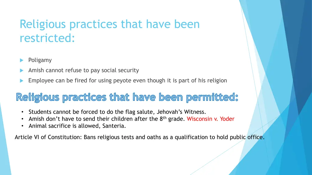 religious practices that have been restricted