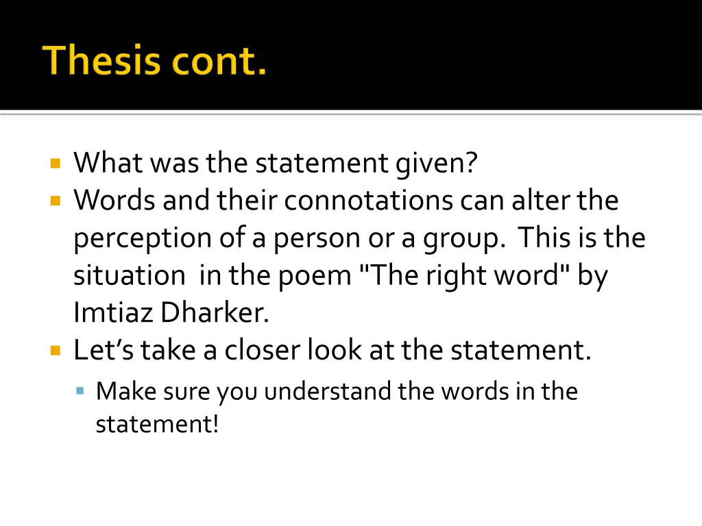 what was the statement given words and their