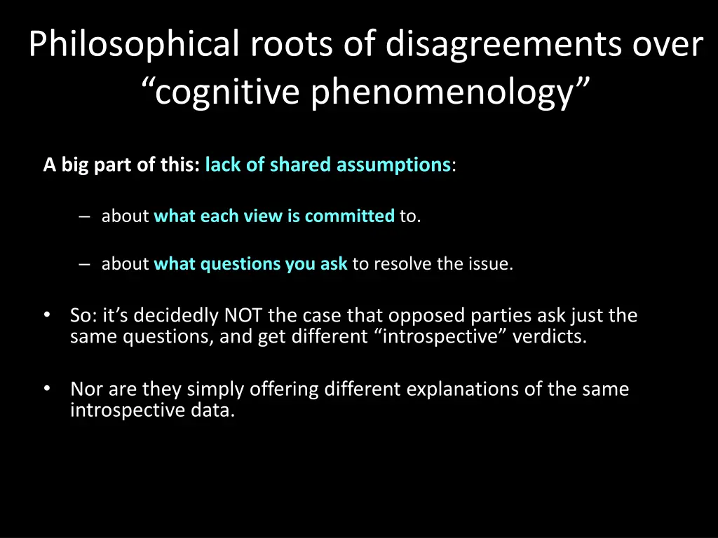 philosophical roots of disagreements over
