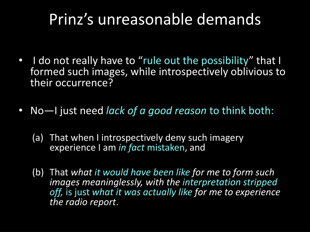 prinz s unreasonable demands