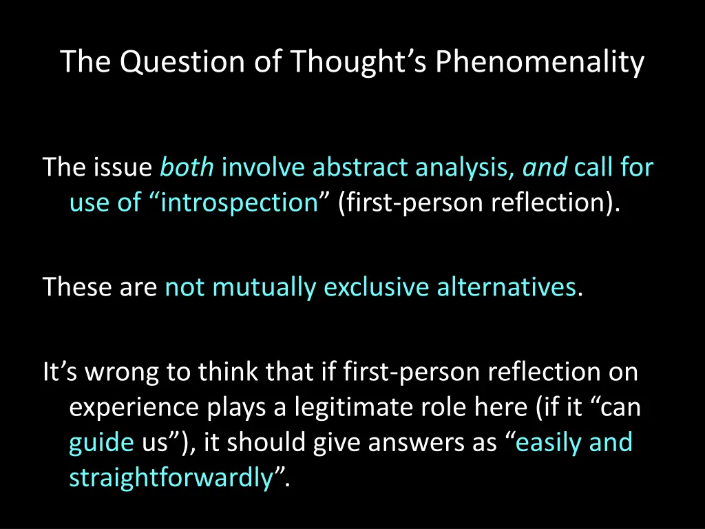 the question of thought s phenomenality