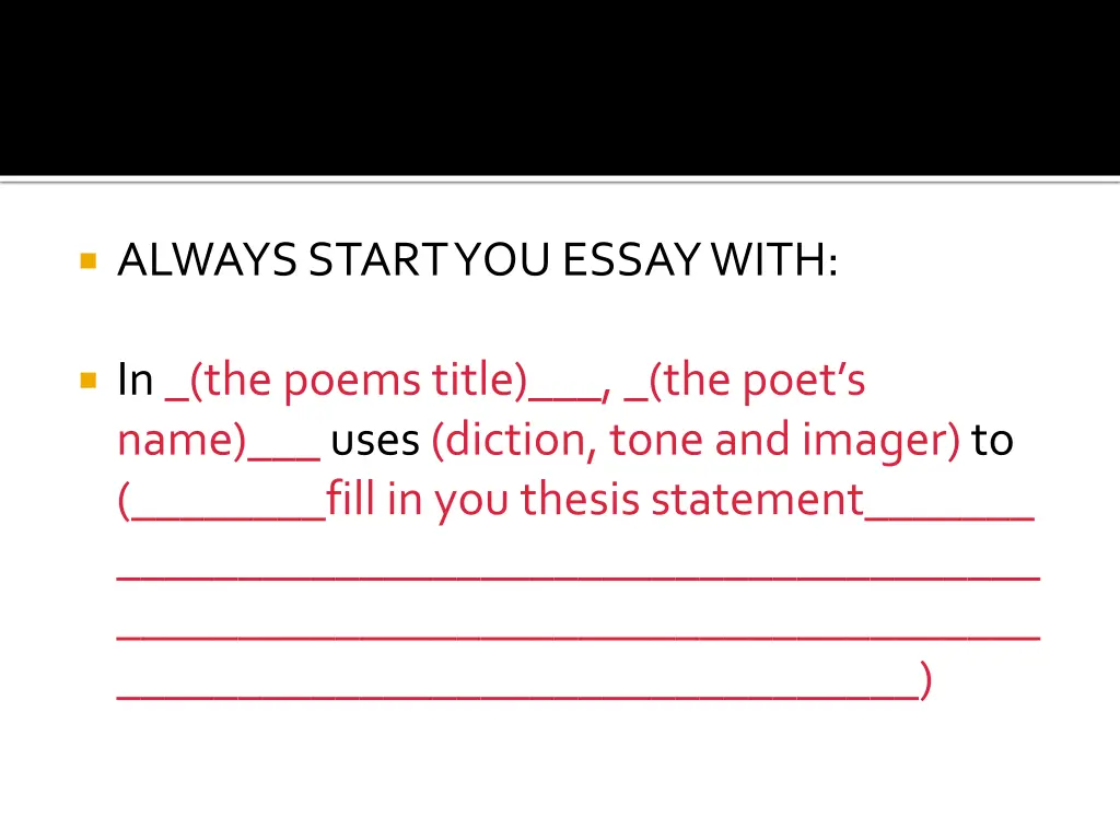 always start you essay with
