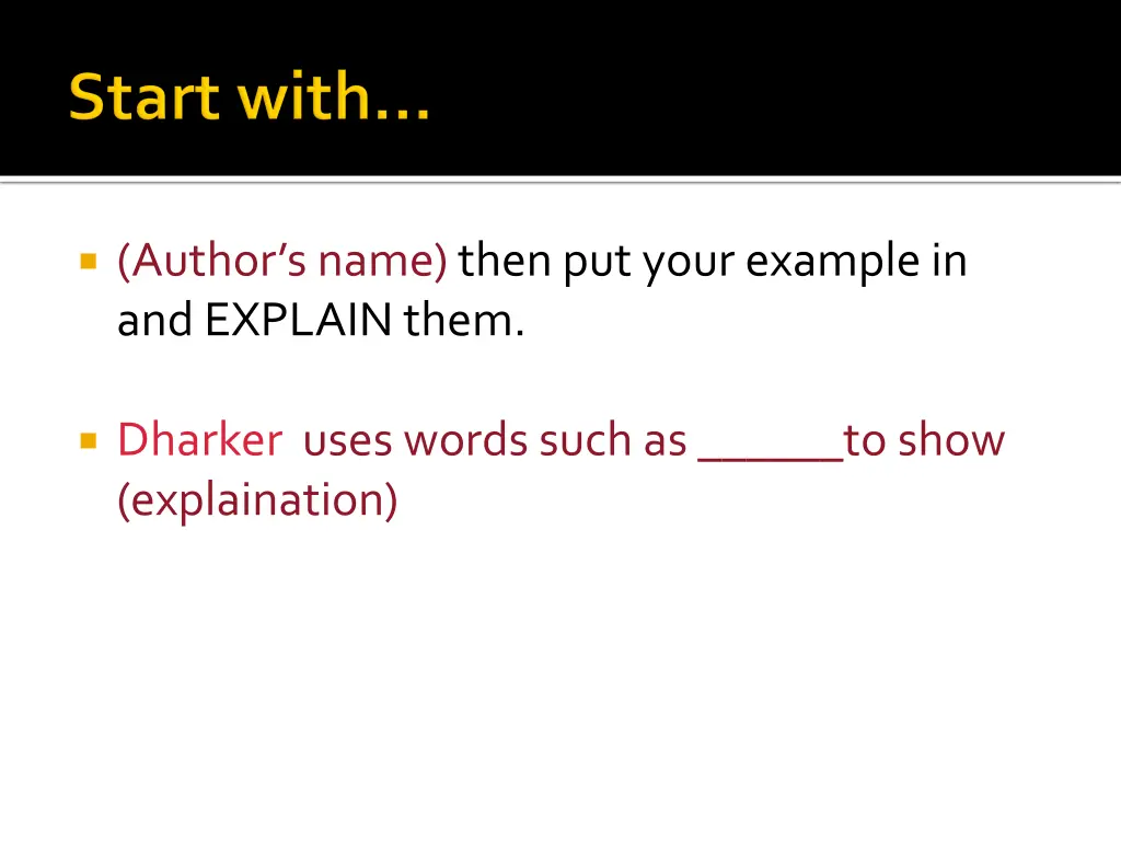 author s name then put your example