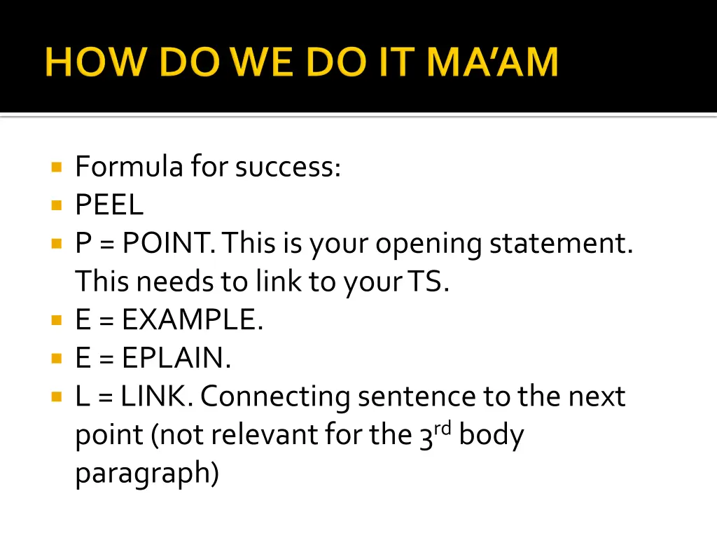 formula for success peel p point this is your