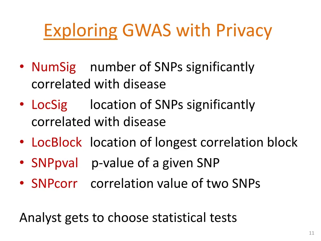 exploring gwas with privacy