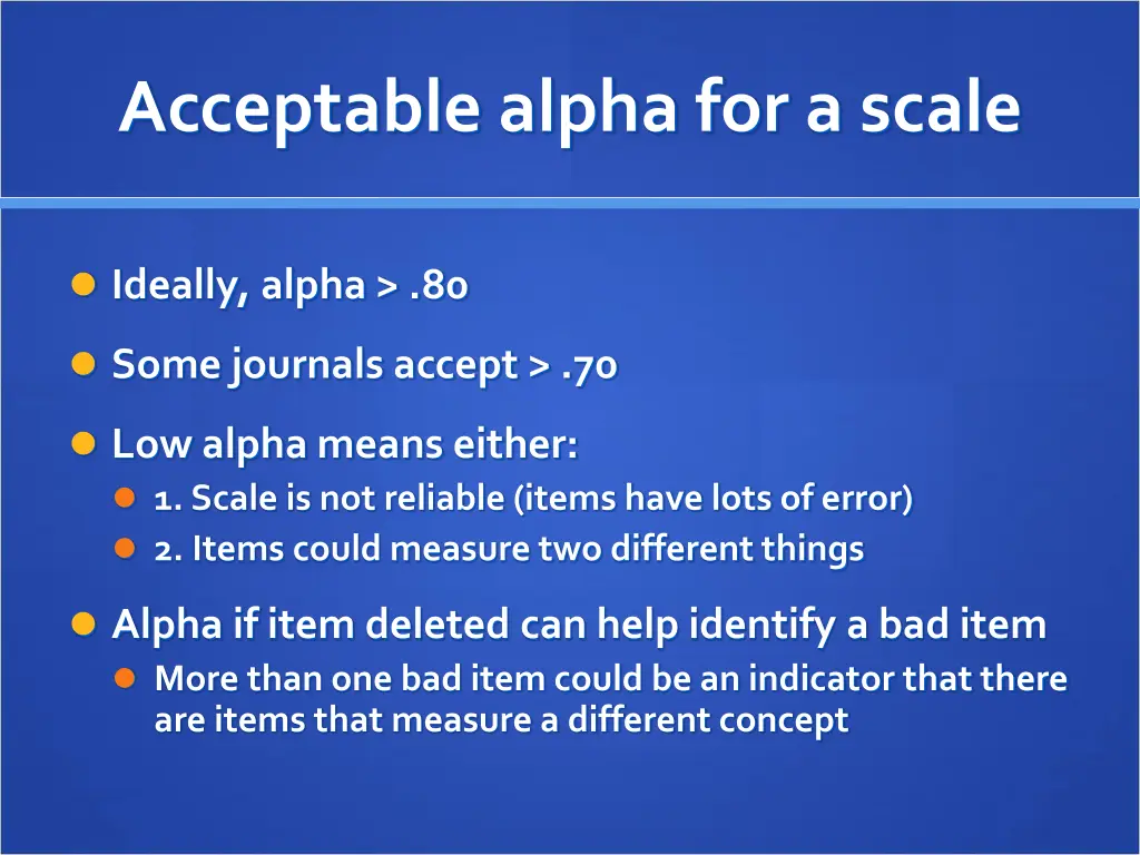 acceptable alpha for a scale