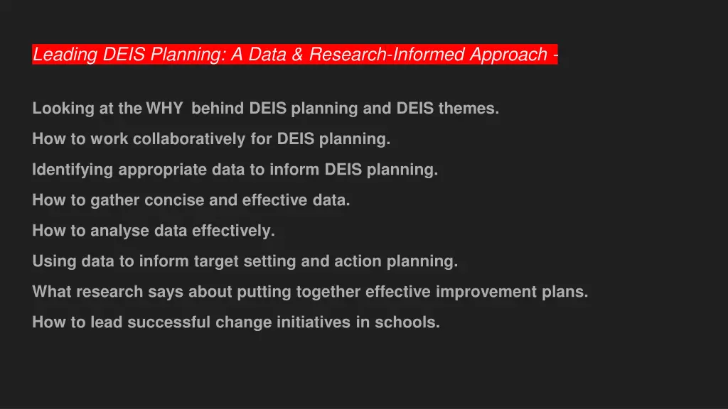 leading deis planning a data research informed