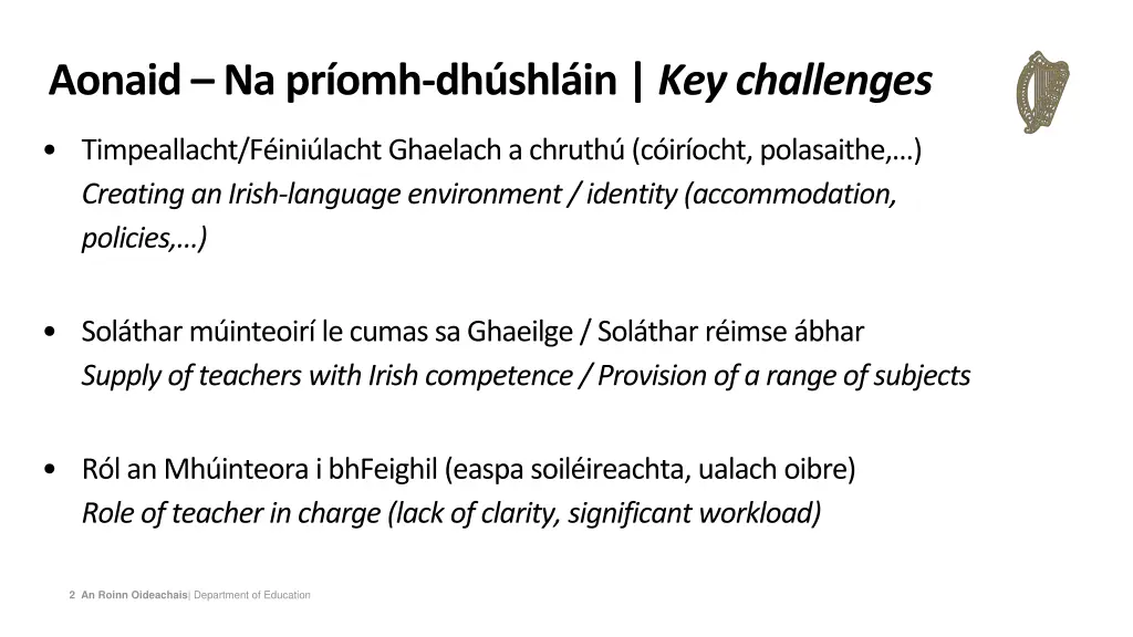aonaid na pr omh dh shl in key challenges