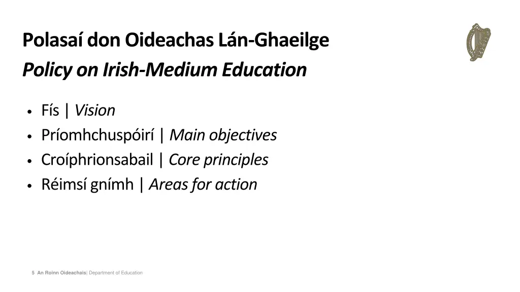 polasa don oideachas l n ghaeilge policy on irish
