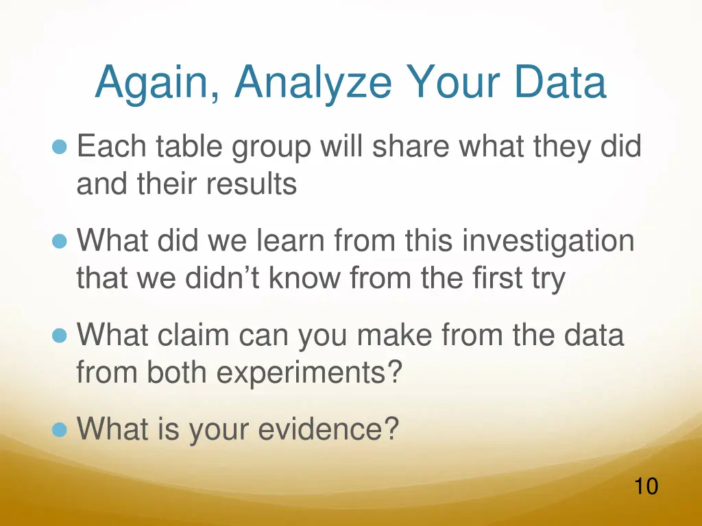 again analyze your data