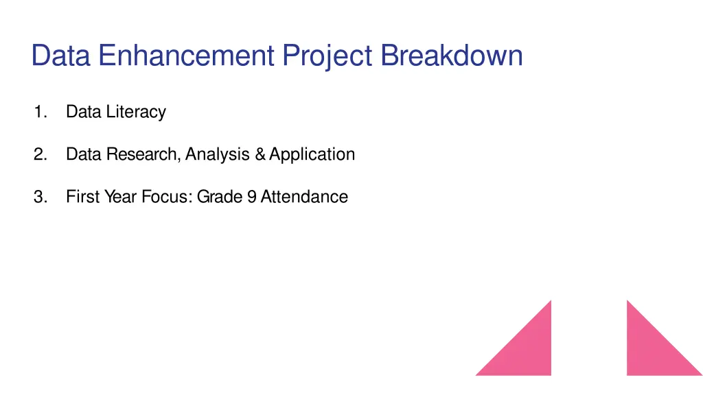 data enhancement project breakdown
