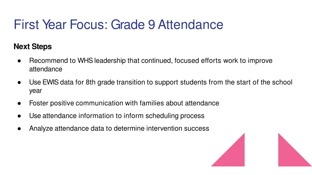 first year focus grade 9attendance 2