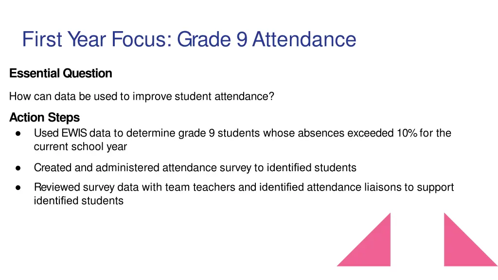 first year focus grade 9attendance