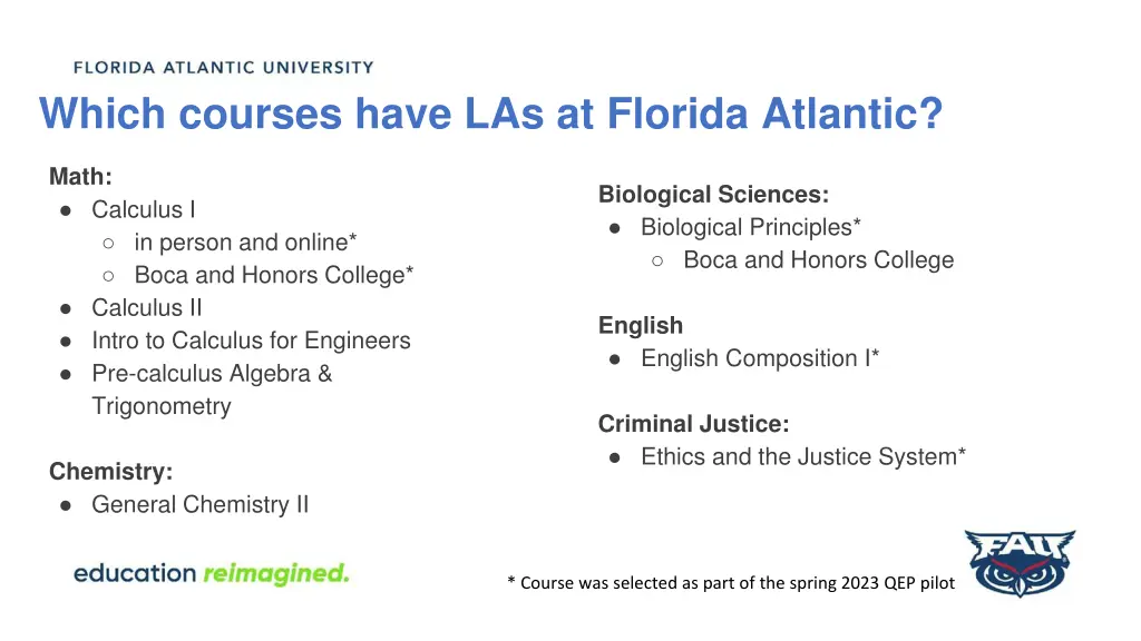 which courses have las at florida atlantic