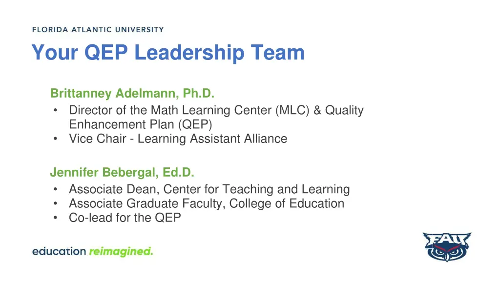 your qep leadership team