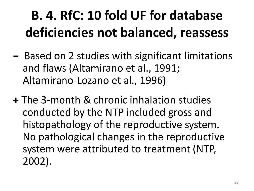 b 4 rfc 10 fold uf for database deficiencies