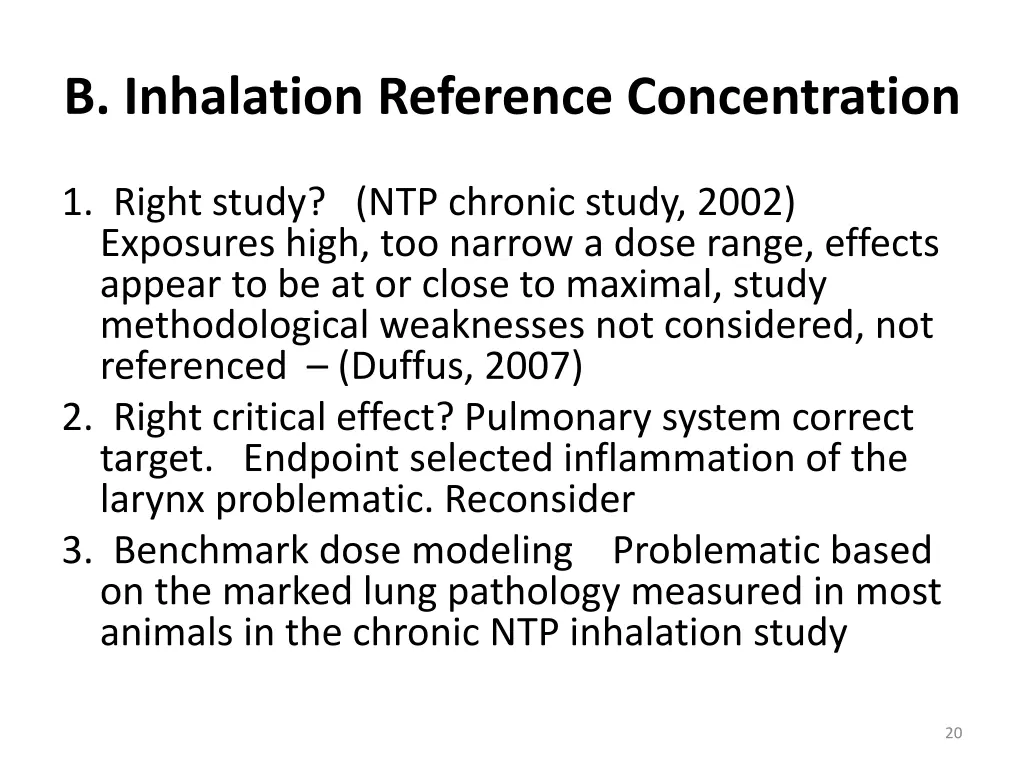 b inhalation reference concentration