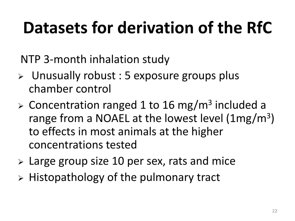 datasets for derivation of the rfc 1