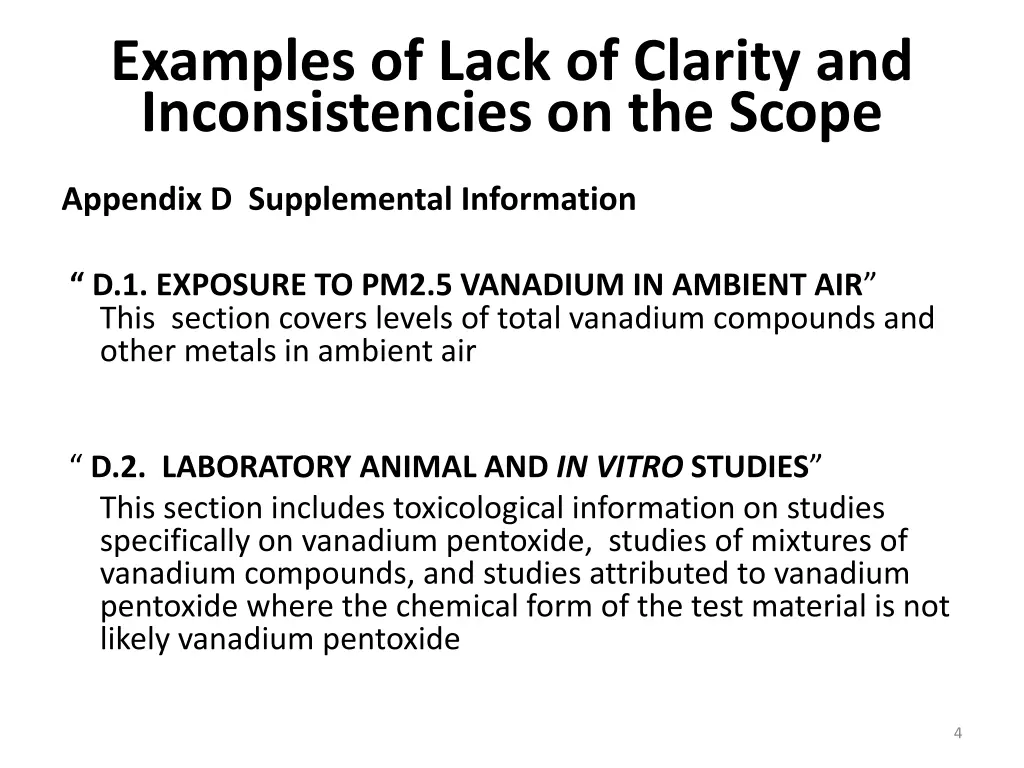 examples of lack of clarity and inconsistencies 1