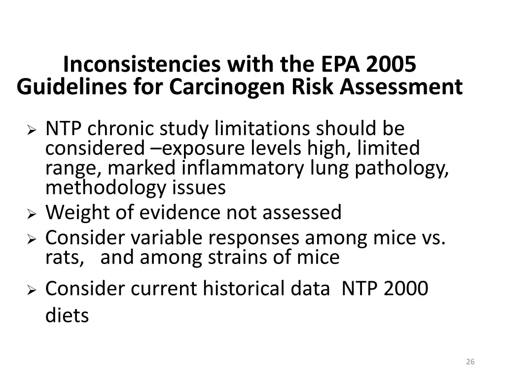 inconsistencies with the epa 2005 guidelines